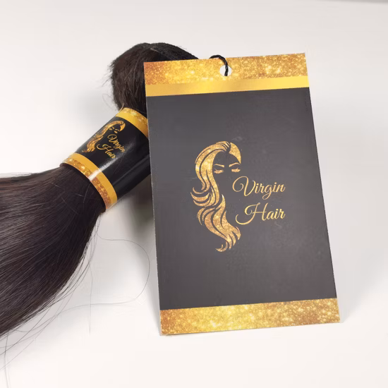 高級ファッション紙ハングタグ、衣服付属品アパレルラベルハングタグ印刷ロゴ付きカスタムヘアエクステンションハングタグ