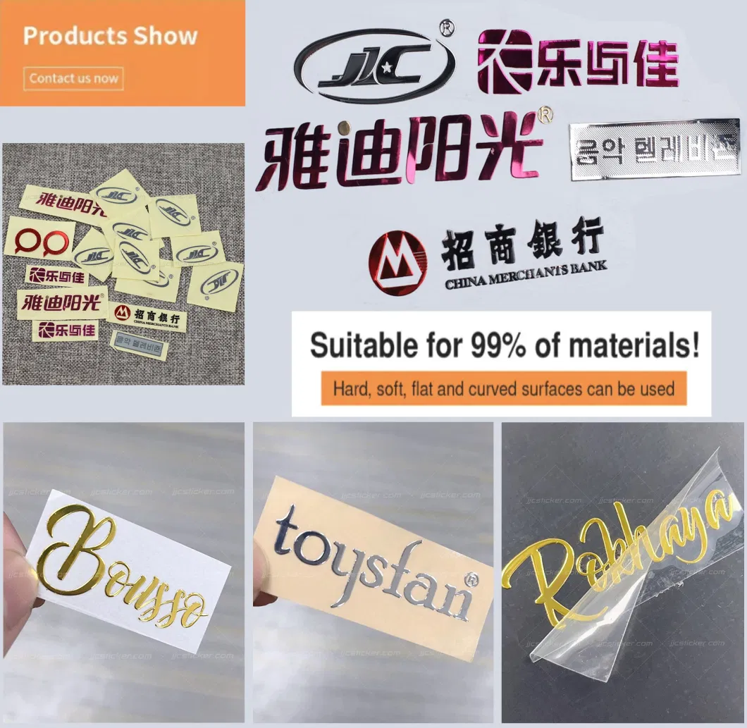 for Product Custom Printing Adhesive Label Nickel Logo Badge Transfer Metal Sticker